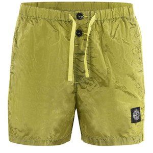 Stone Island Men's Olive/Lime Green Compass Patch Swim Shorts